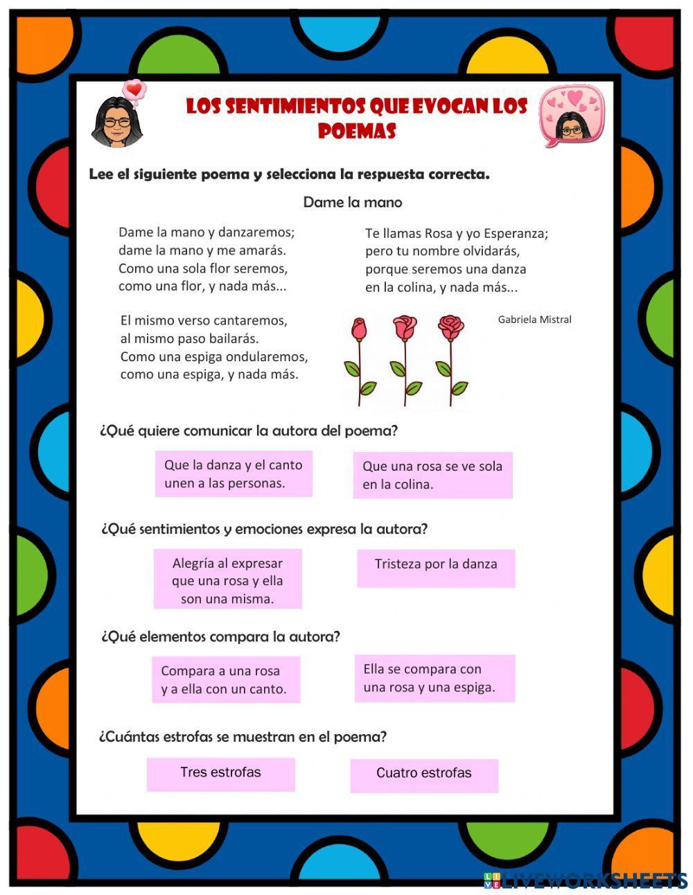 Sentimientos que evocan los poemas