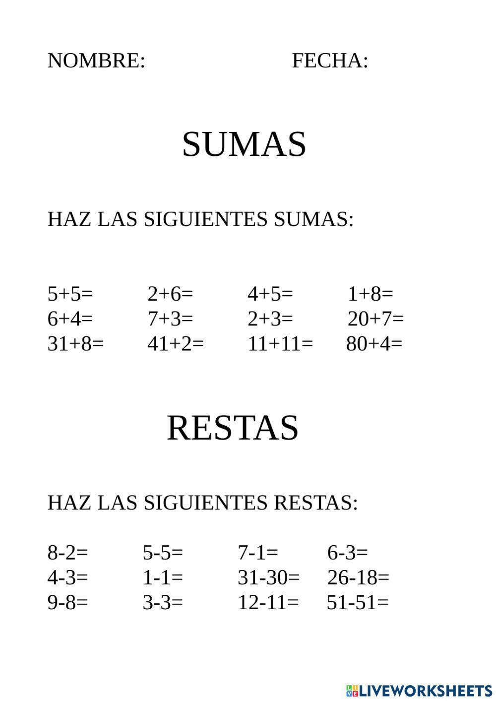 Sumas y restas