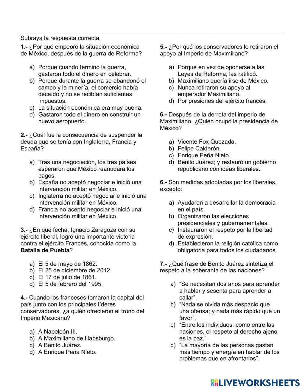 Reforma y porfiriato