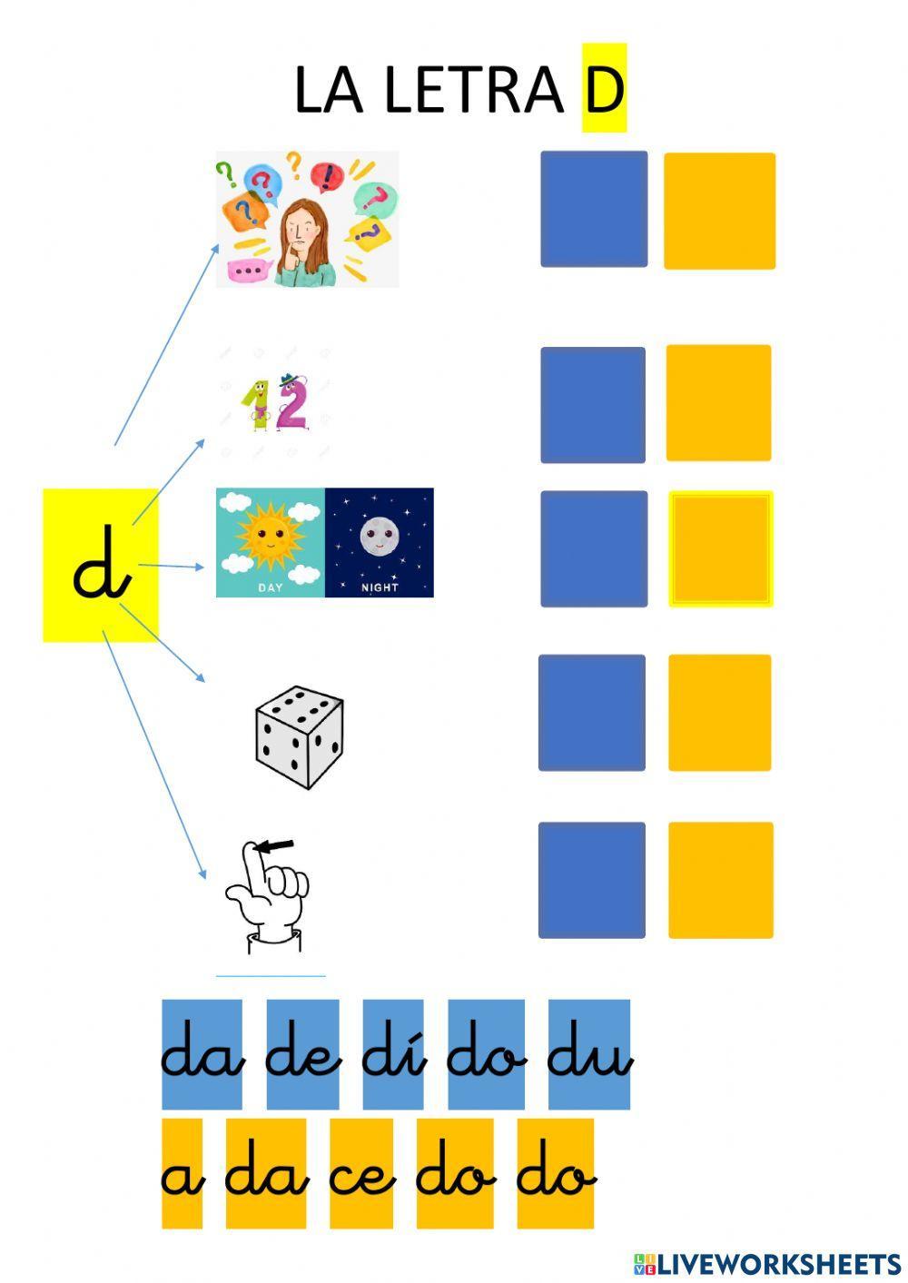 La D, imágenes y sílabas. Inicio lectura.