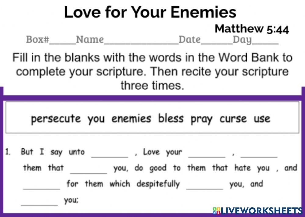 Love for Your Enemies Part 1