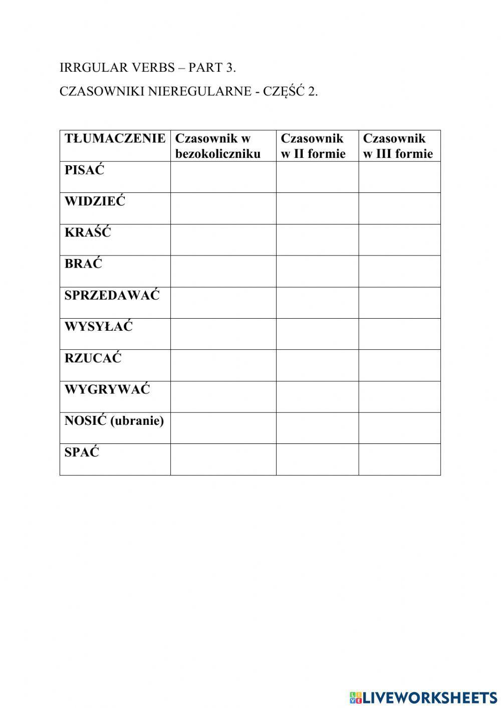 Brainy 6 irregular verbs part 3