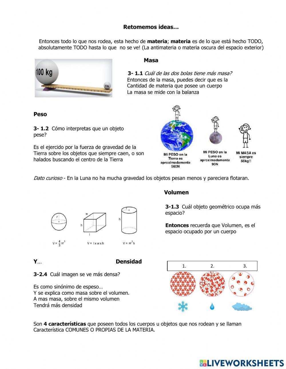 Características de la Materia