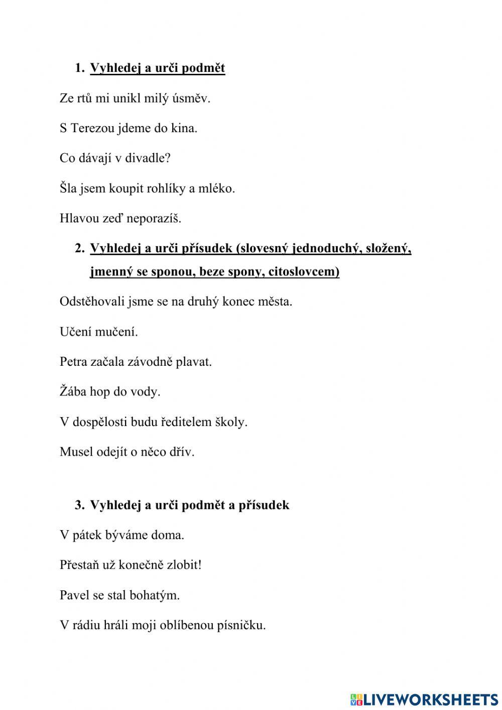 Podmět a přísudek