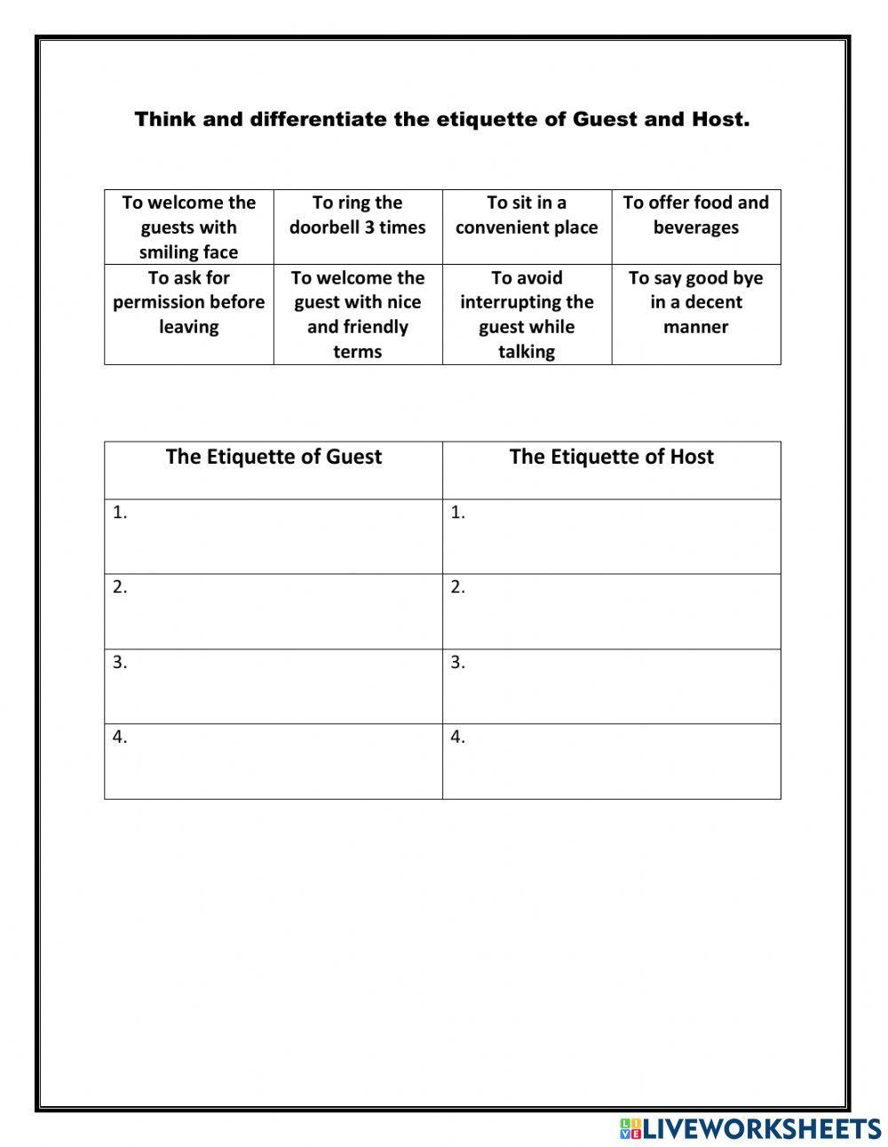 Morals of visitation and hospitality
