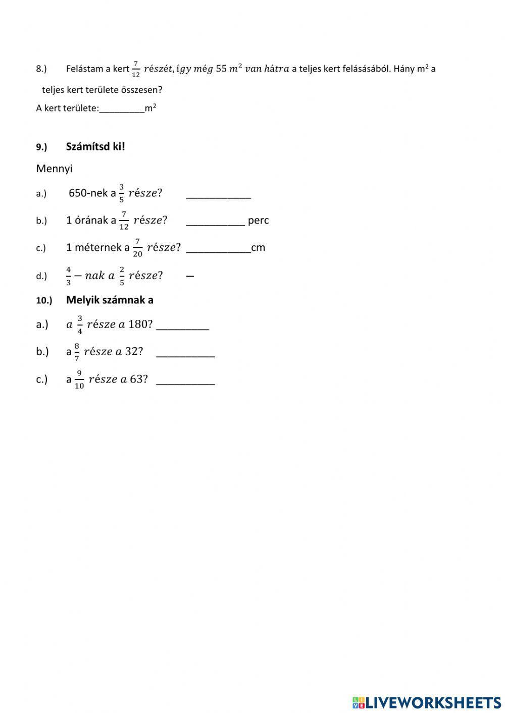 Arányosság-dolgozat