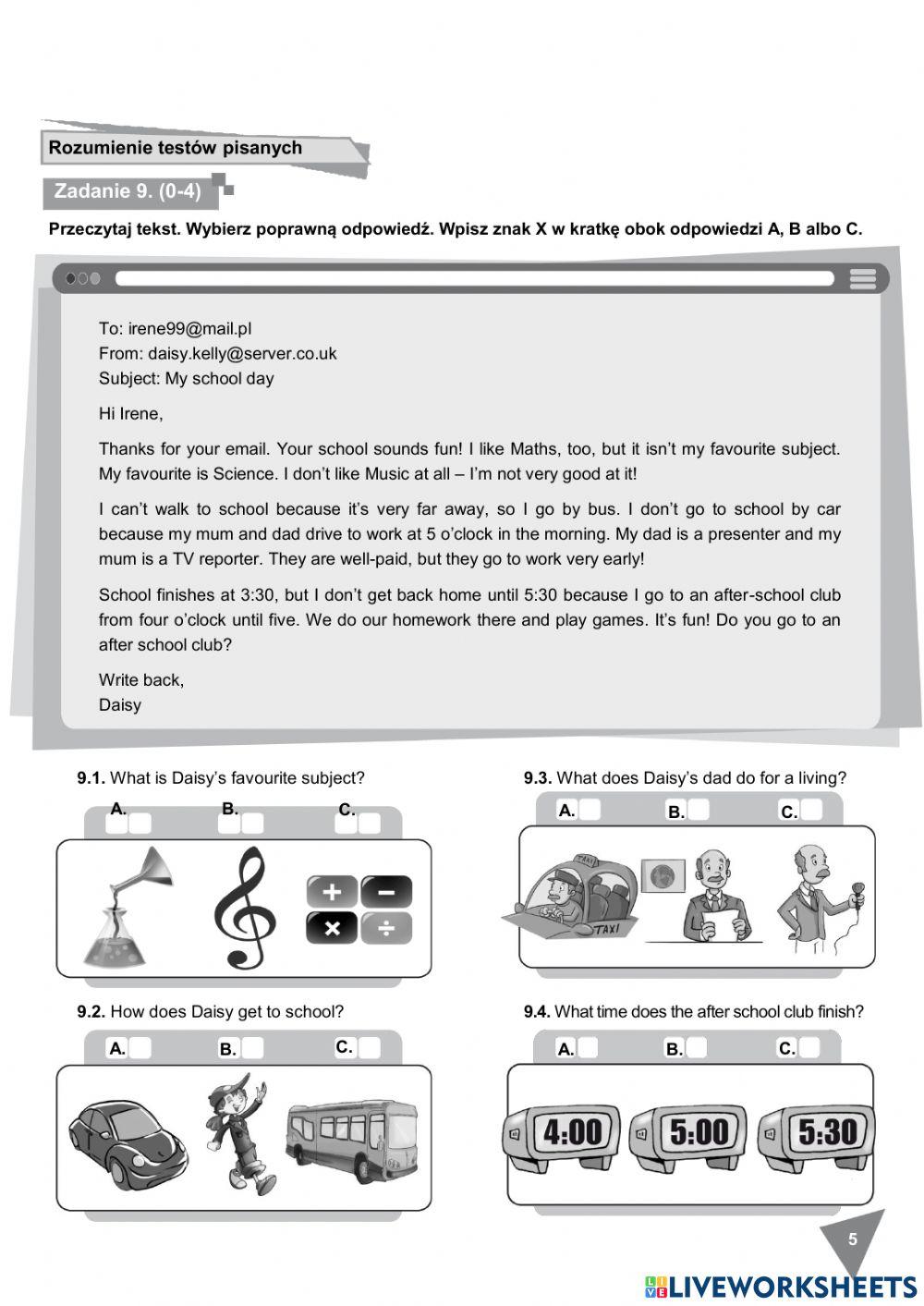 Team up 3UNIT 4 listening and reading test