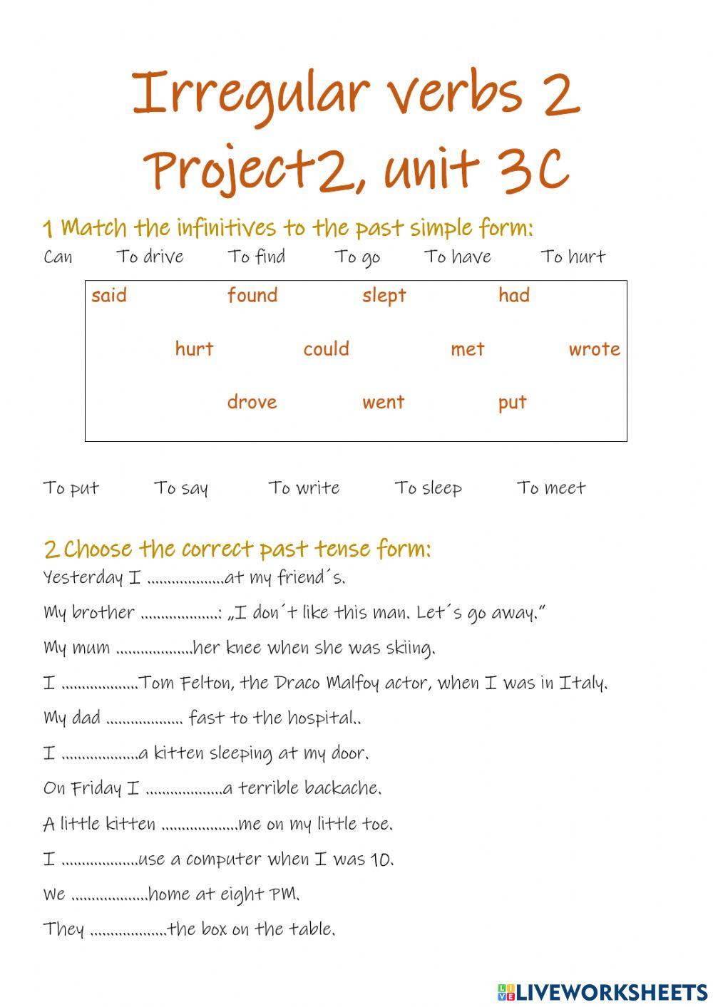 Past Simple of Irregular verbs 2 (Project 2 - Unit 3C)