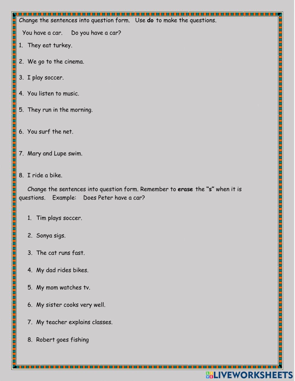 Present simple queston