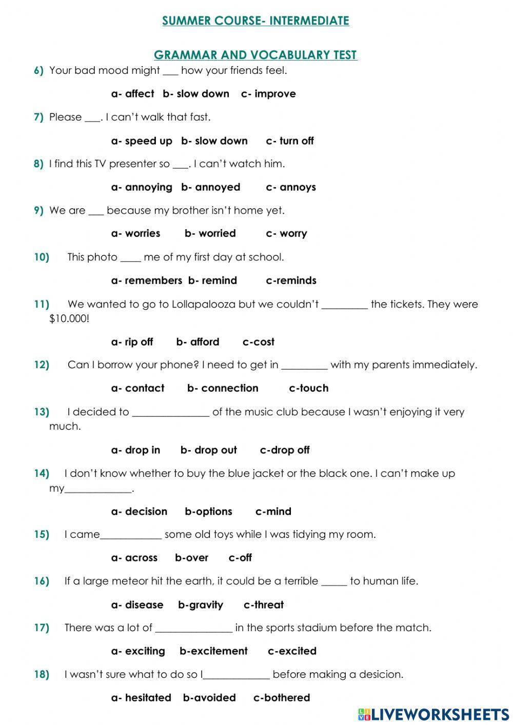 Summer Course - Intermediate FT