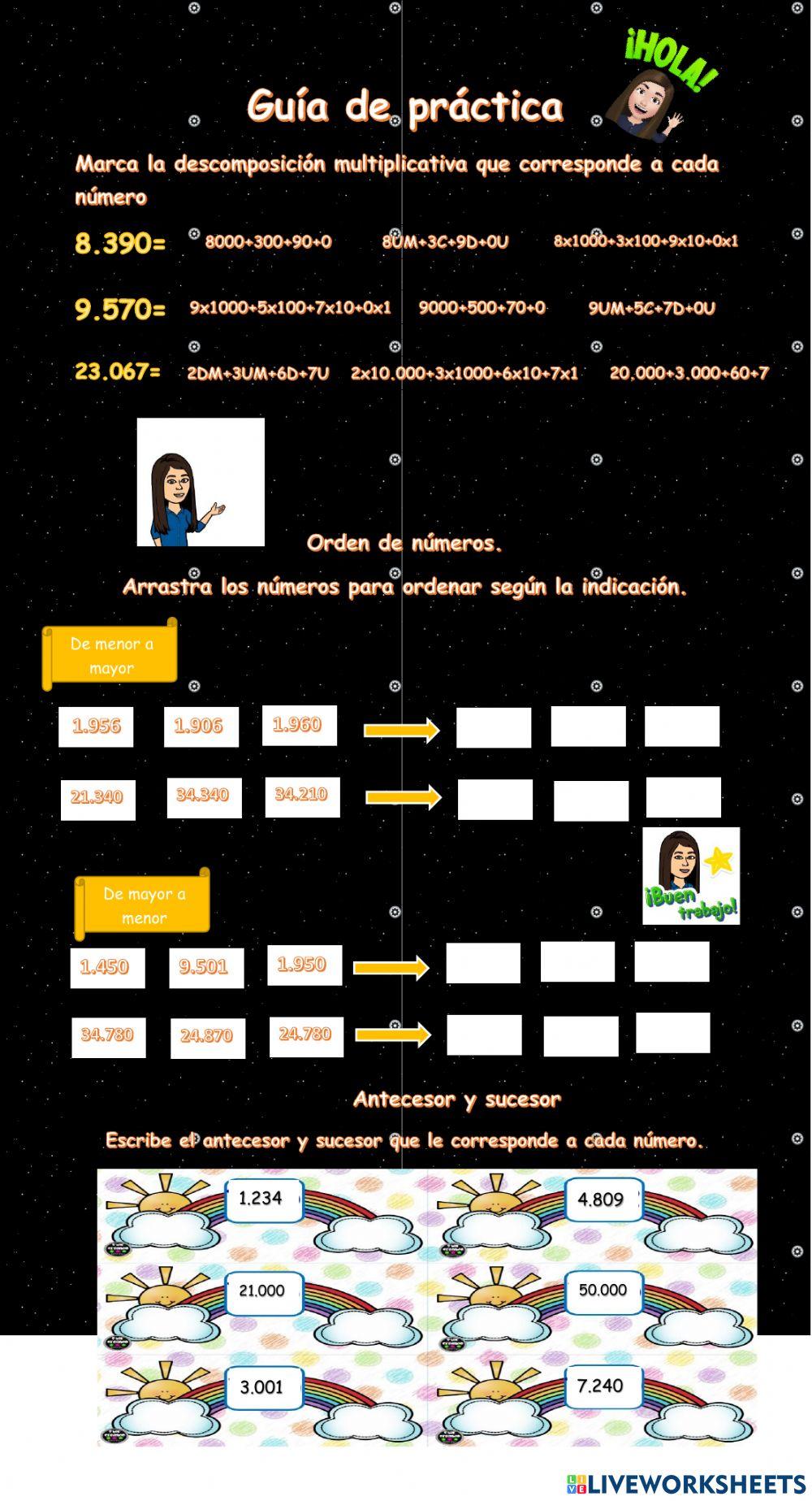 Guía practica orden, comparación, descomposición