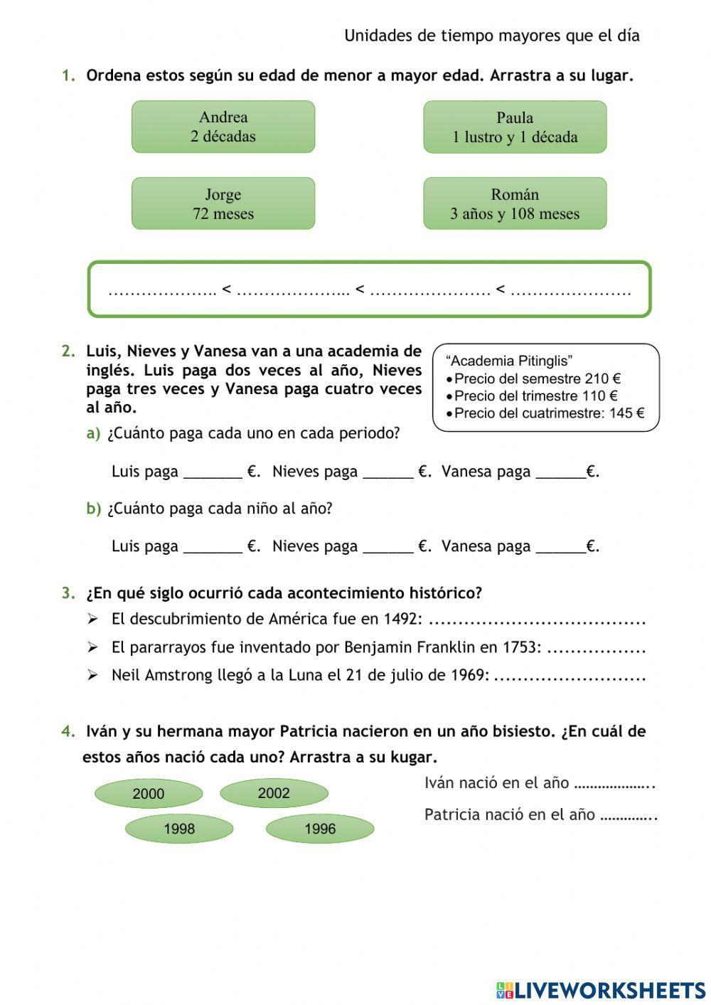 Unidades de tiempo mayores que el día