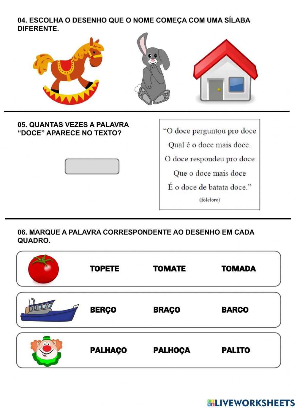 3º ANO - Atividade Diagnóstica - Português