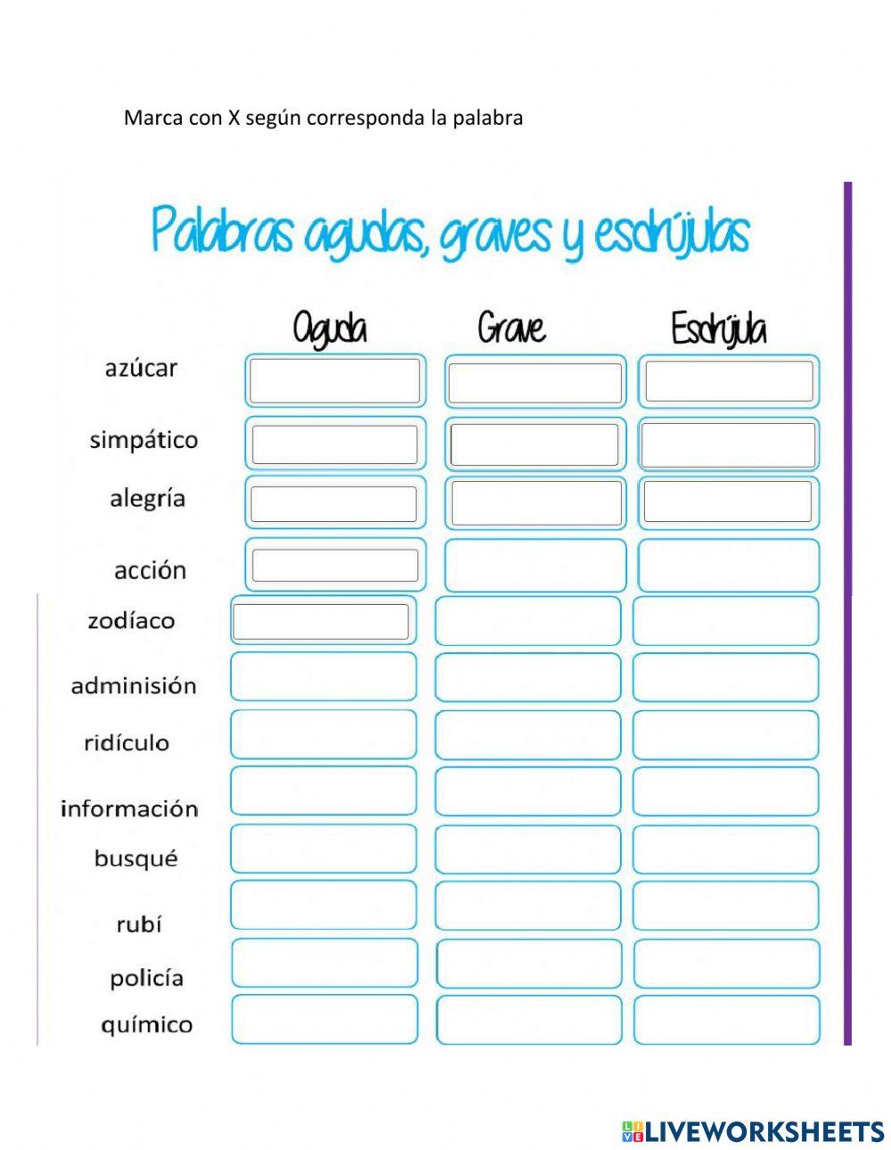 Acentuación de palabras