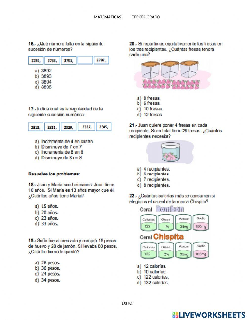 Ejercicio Matemáticas Trimestre II