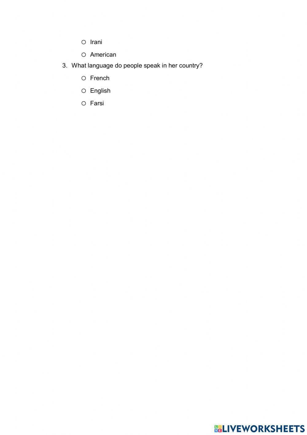 Listening worksheet