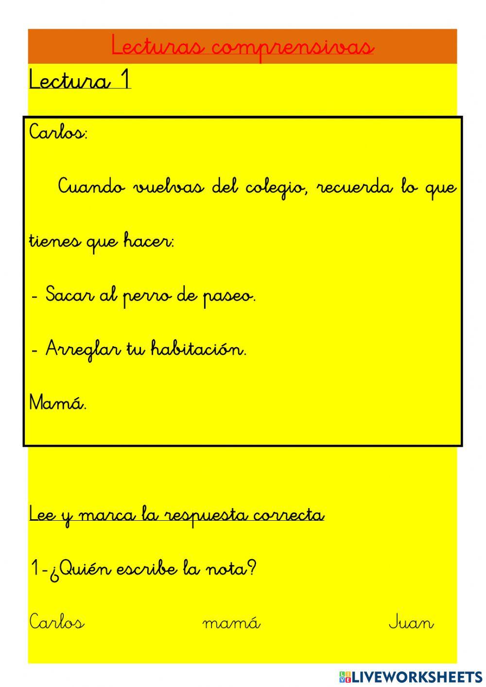 Lectura comprensiva 10 marzo 2021