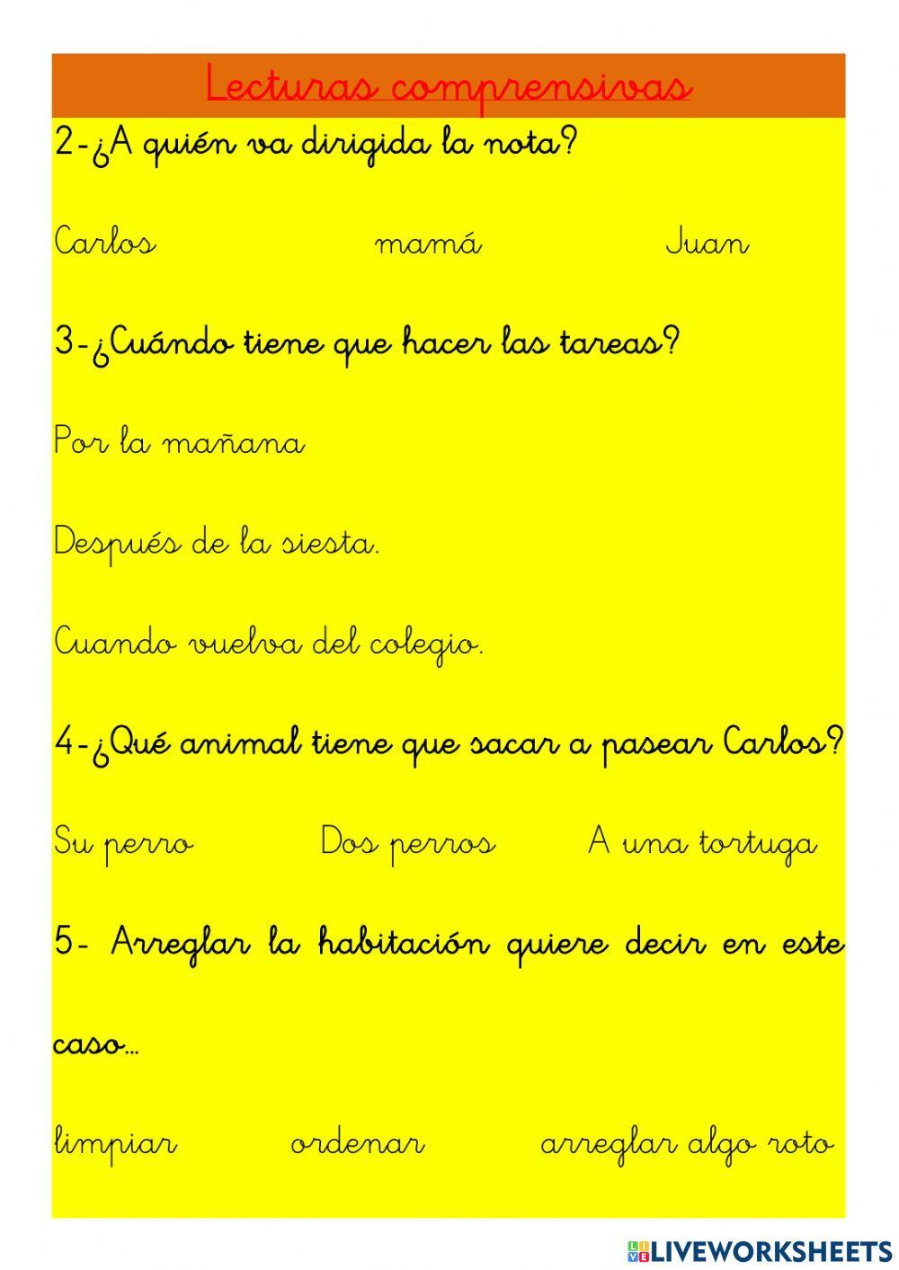 Lectura comprensiva 10 marzo 2021