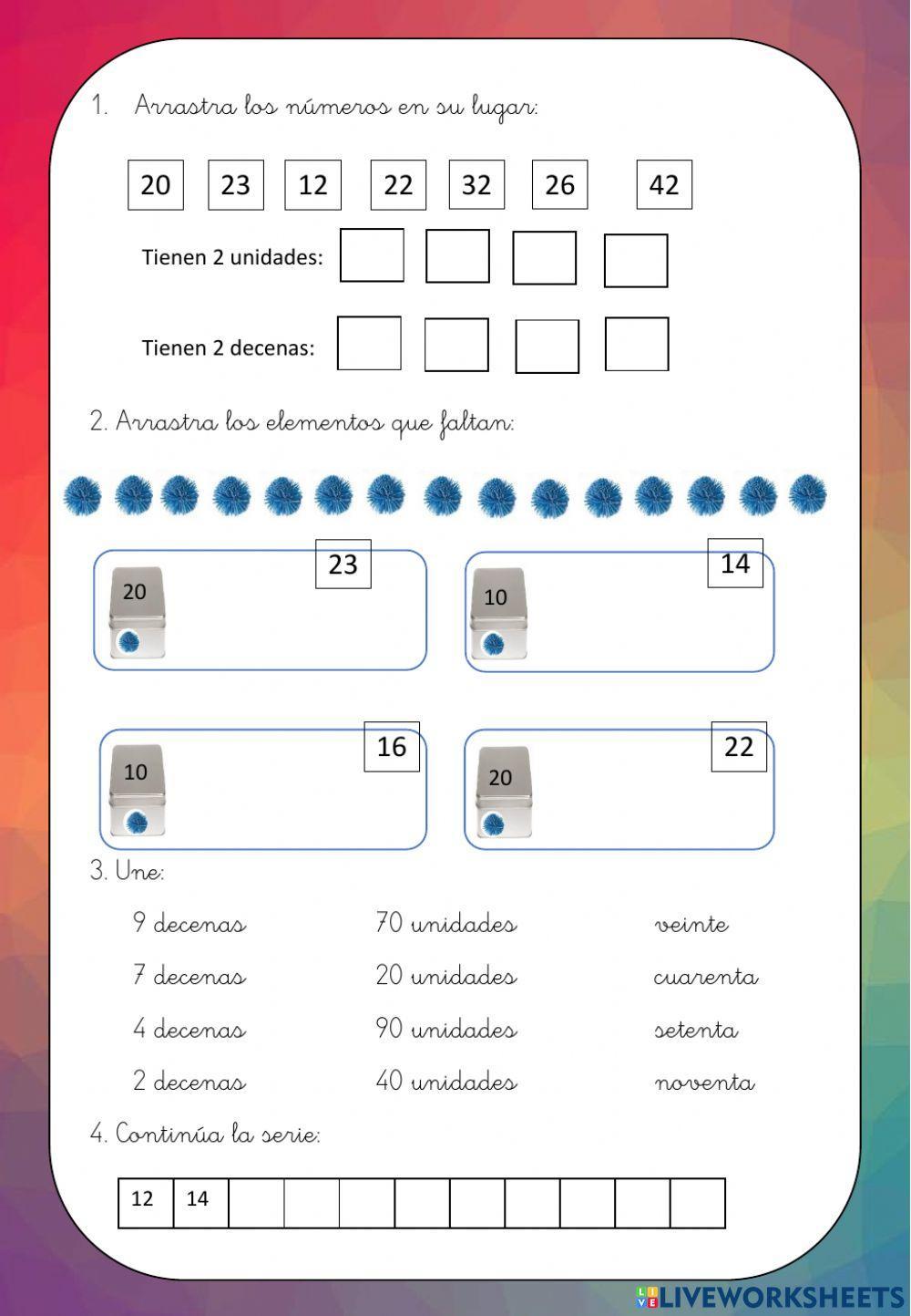 Numeración de dos cifras