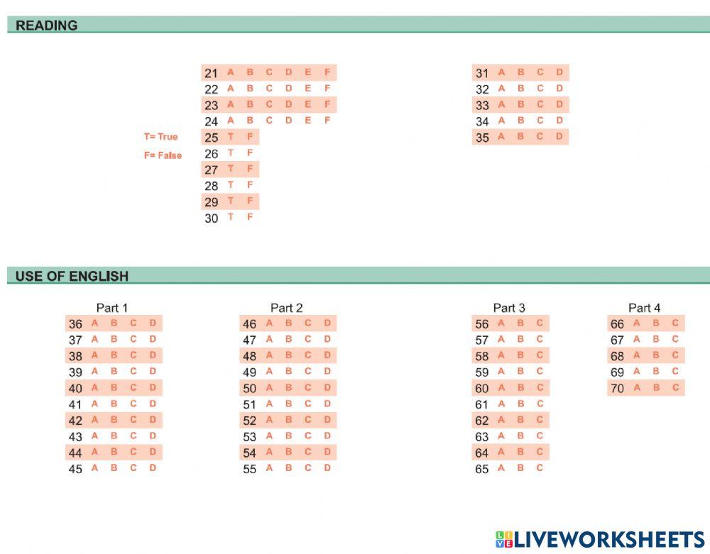 ESB B1 - Reading - Use of English (demo)