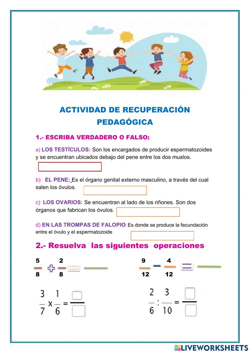 Actividad de recuperación pedagógica