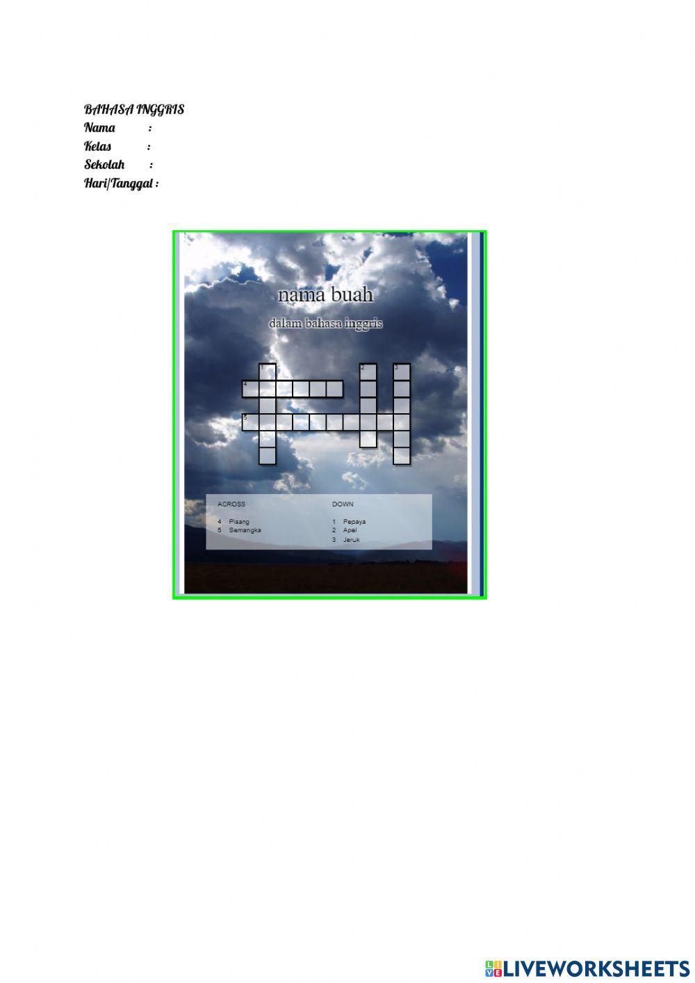 Nama Buah Dalam Bahasa Inggris