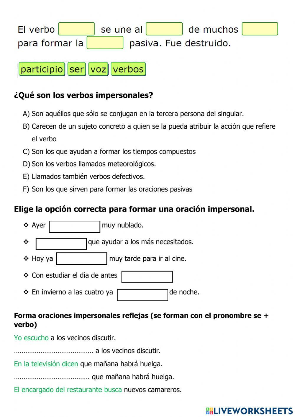 Practicando lo aprendido: Clases de verbos