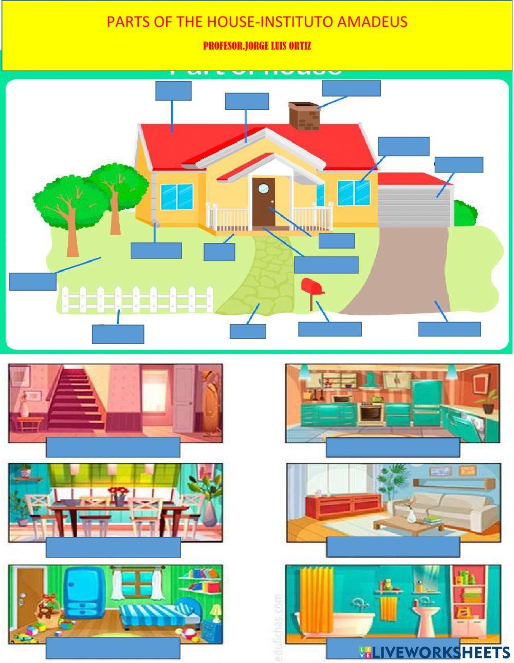 Parts of the house online exercise for primaria Live Worksheets