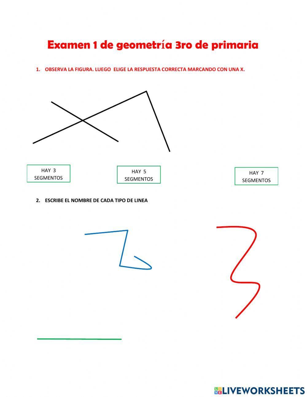 Examen 1 de geometria 3ro de primaria