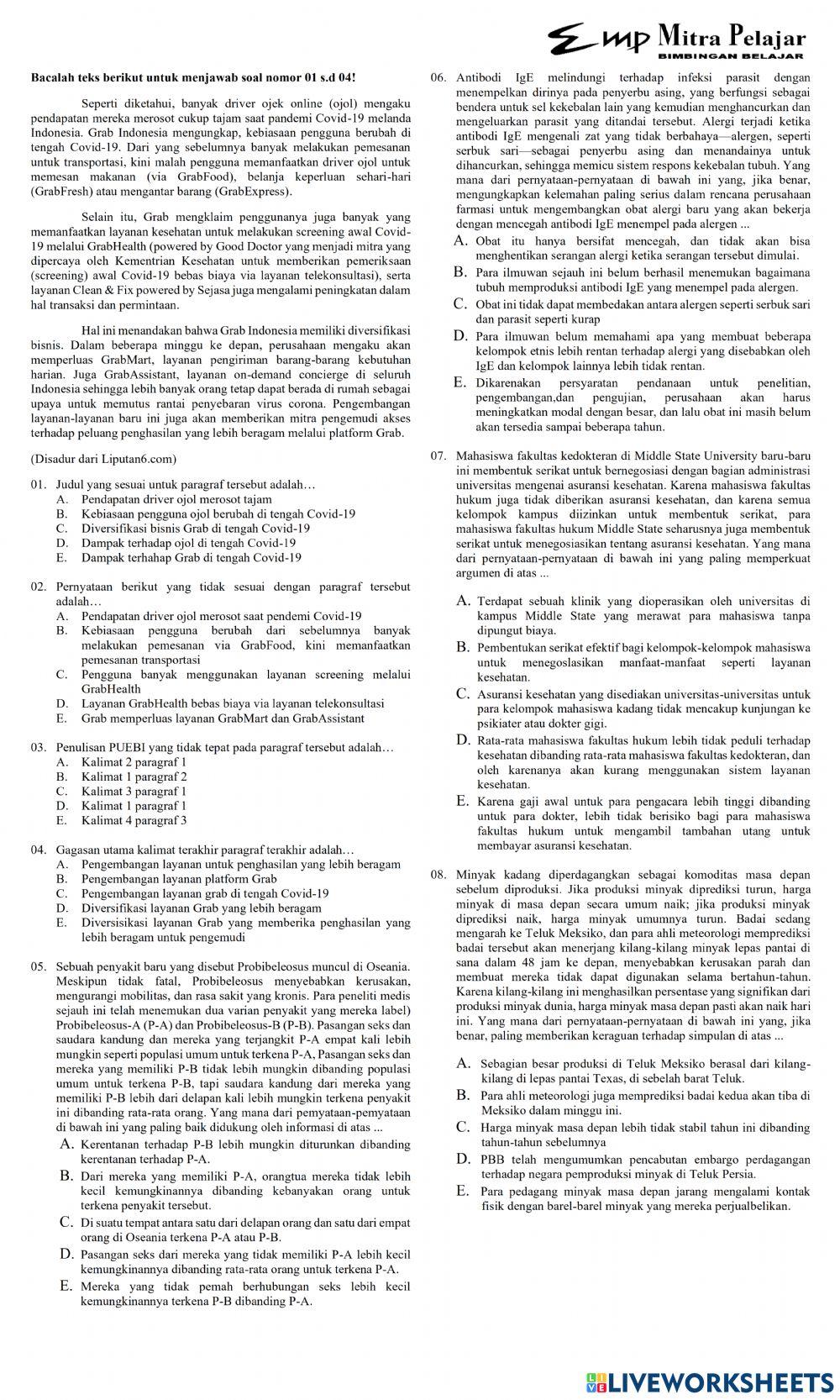 Soal latihan PPU MP Cinere