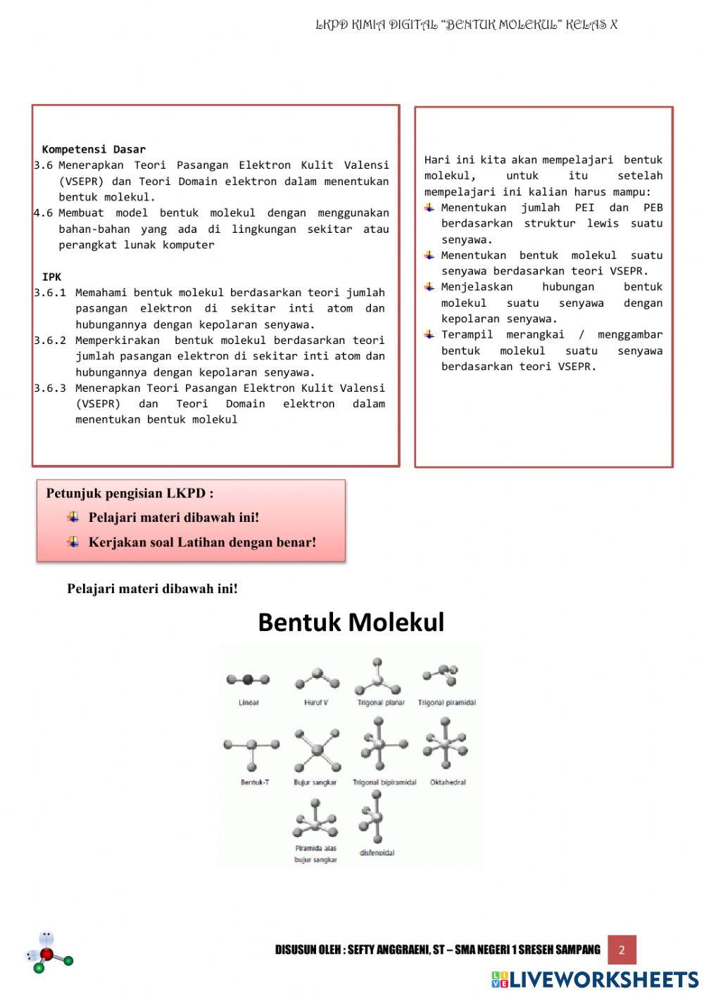 Lkpd kimia bentuk molekul Lkpd kimia bentuk molekul