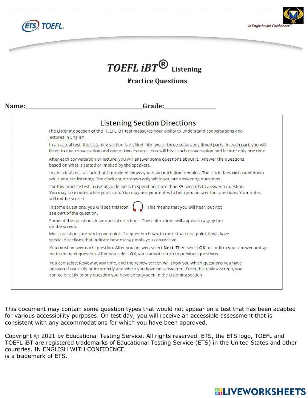 TOEFL iBT® Test Listening Practice Sets