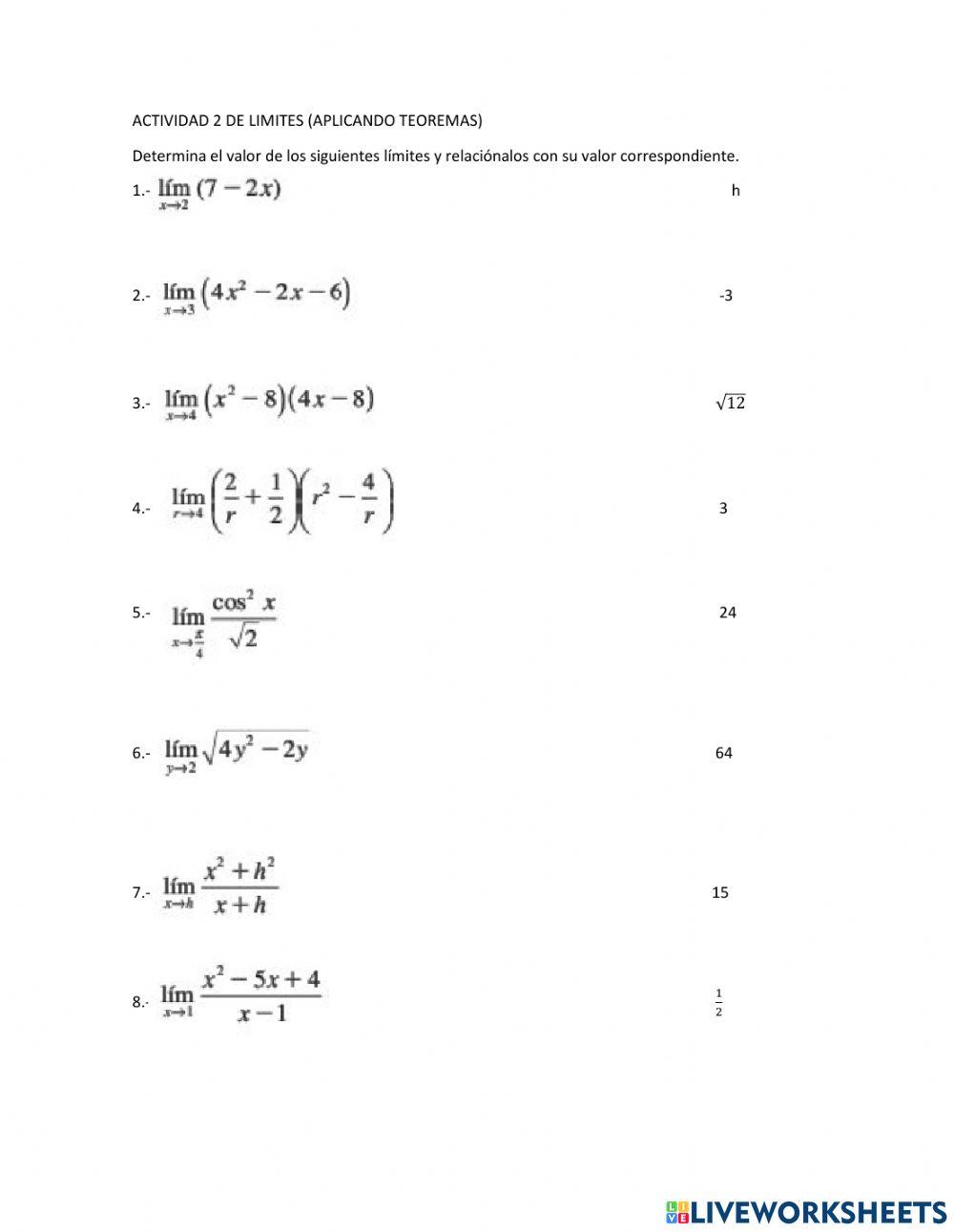 Límites por evaluación