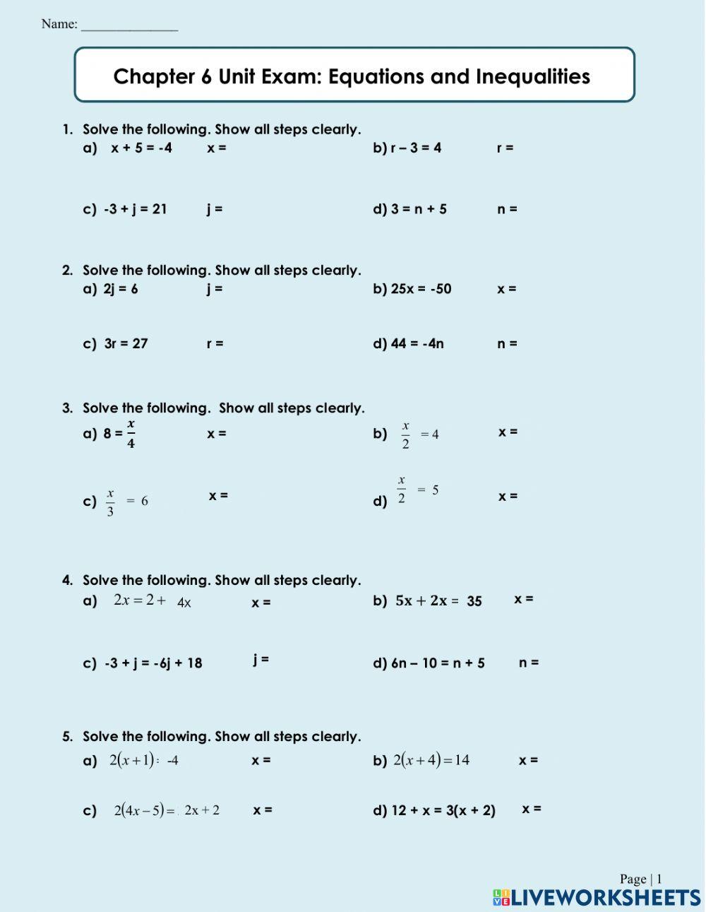 Equations and Inequalities