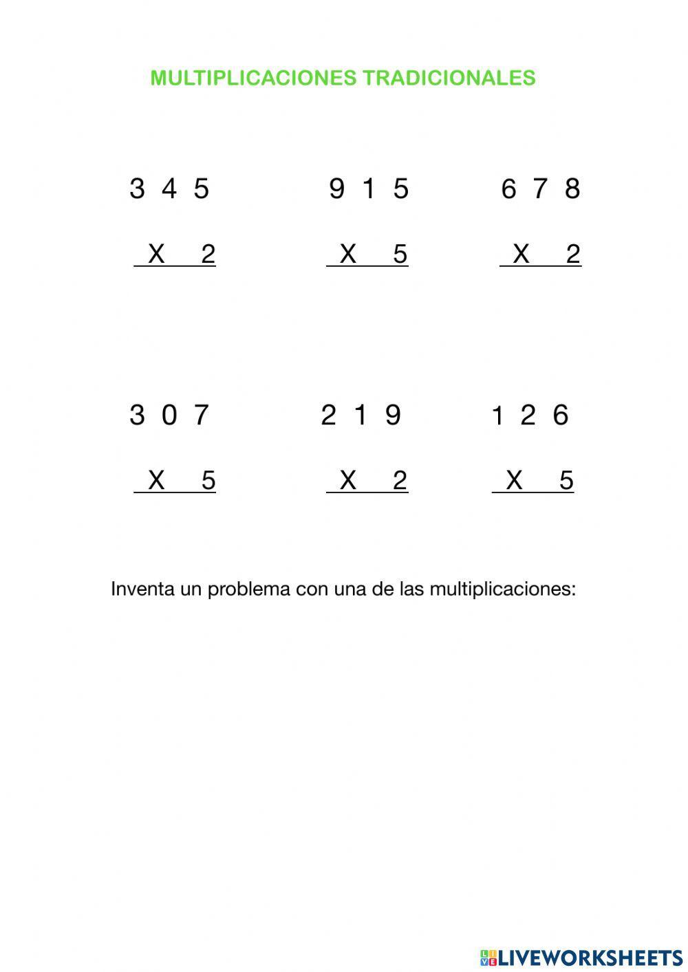 MLULTIPLICACIONES TRADICIONALES X2 y X5