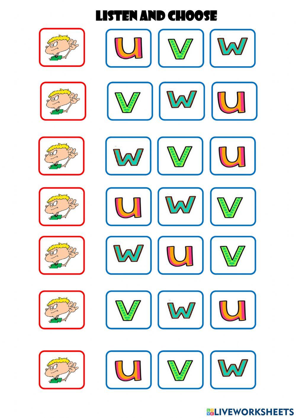 The alphabet  U - V - W