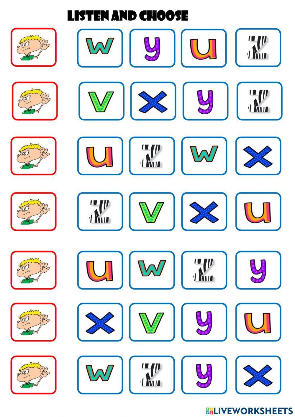 The alphabet U V W X Y Z