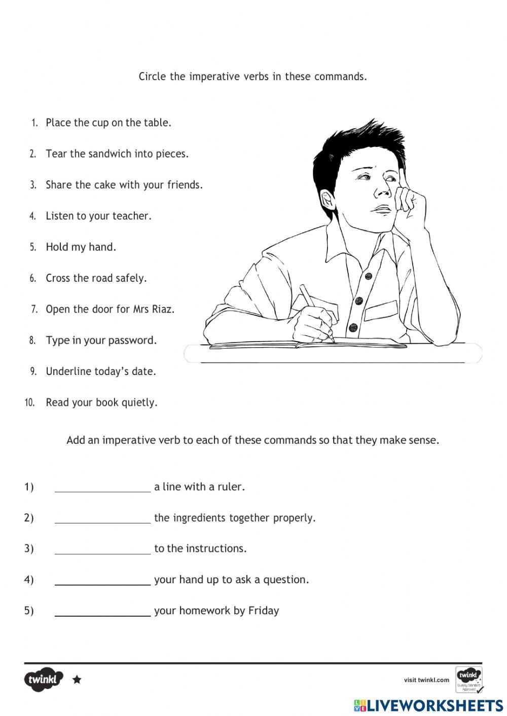 Imperative verbs online activity Live Worksheets