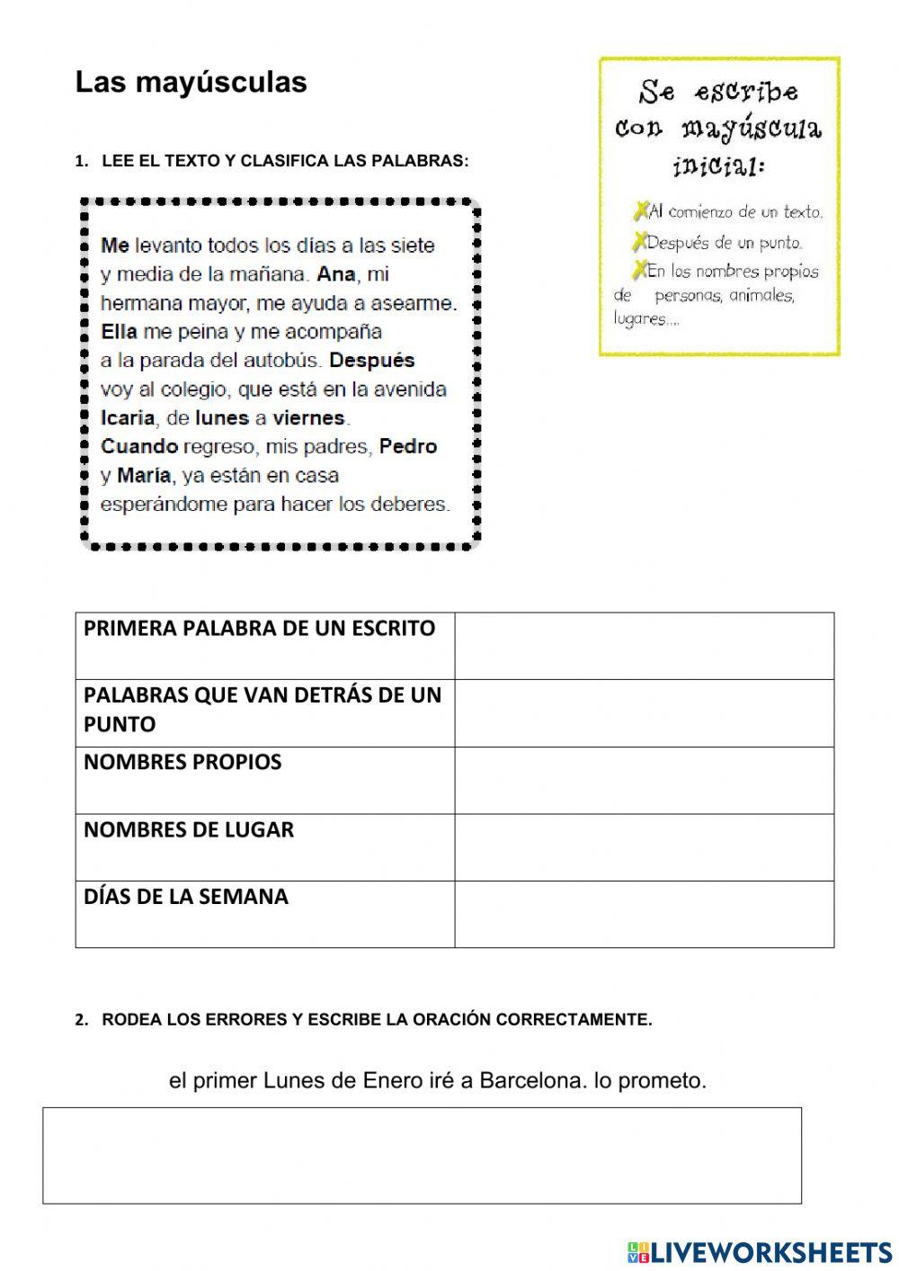 MAYÚSCULA Y SINONIMOS - ANTONIMOS