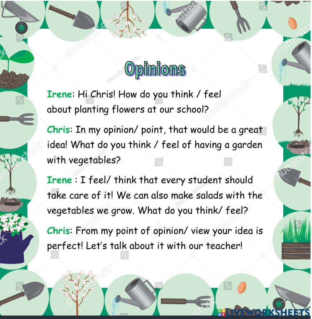 Asking and giving opinions