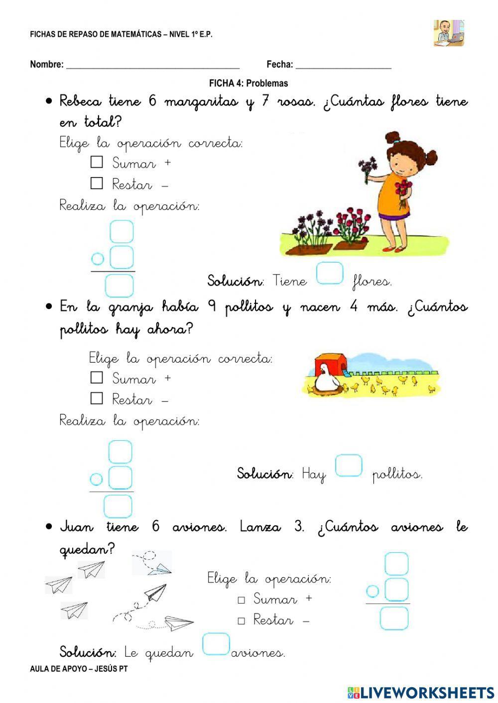 Ficha Matemáticas 4-1EP-Problemas