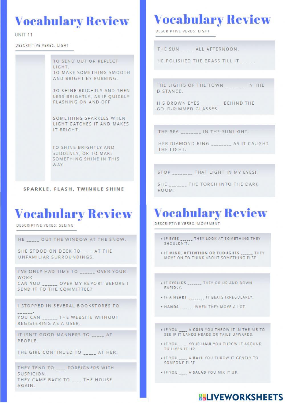 Descriptive verbs Descriptive verbs