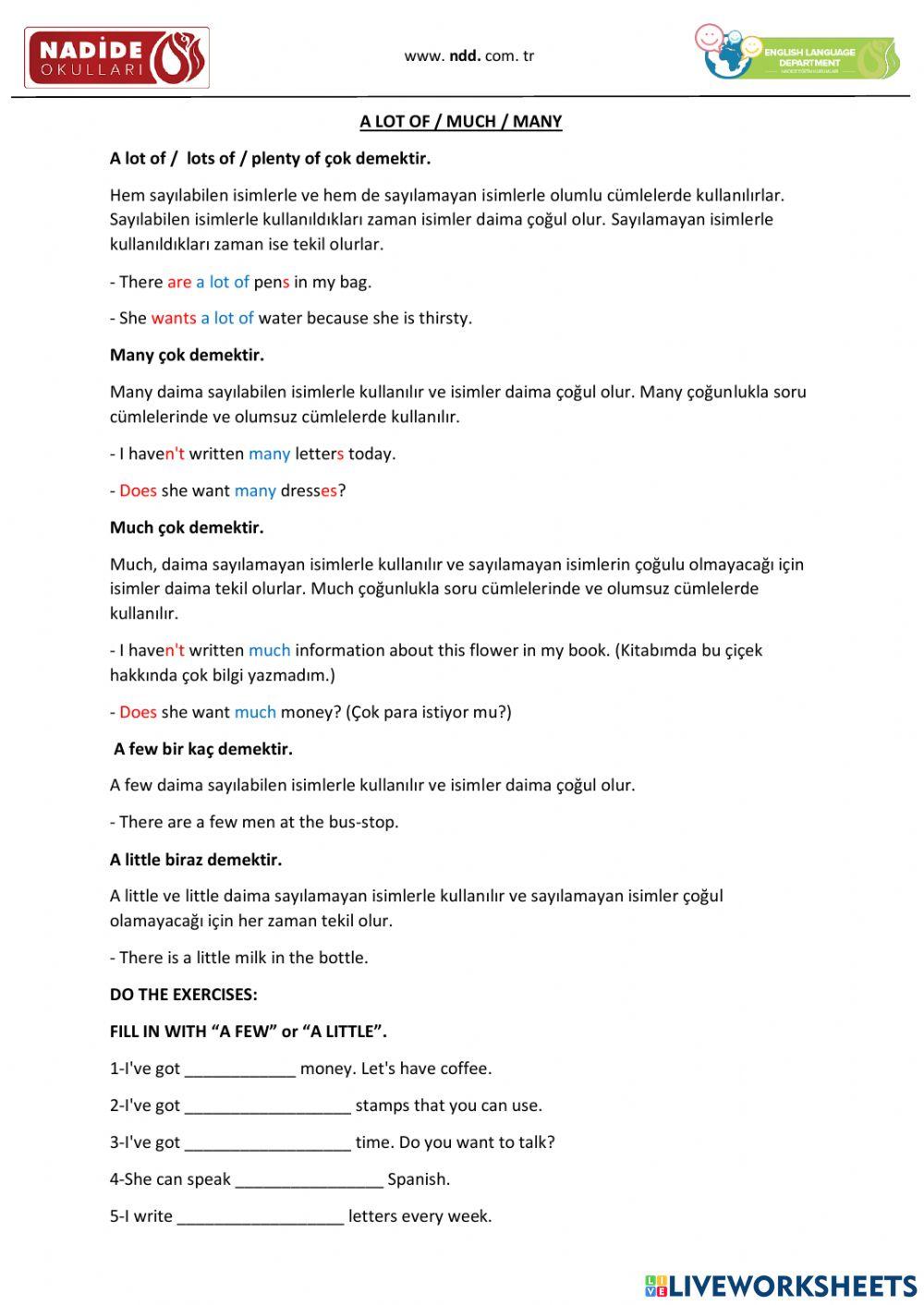 A lot of - much - many