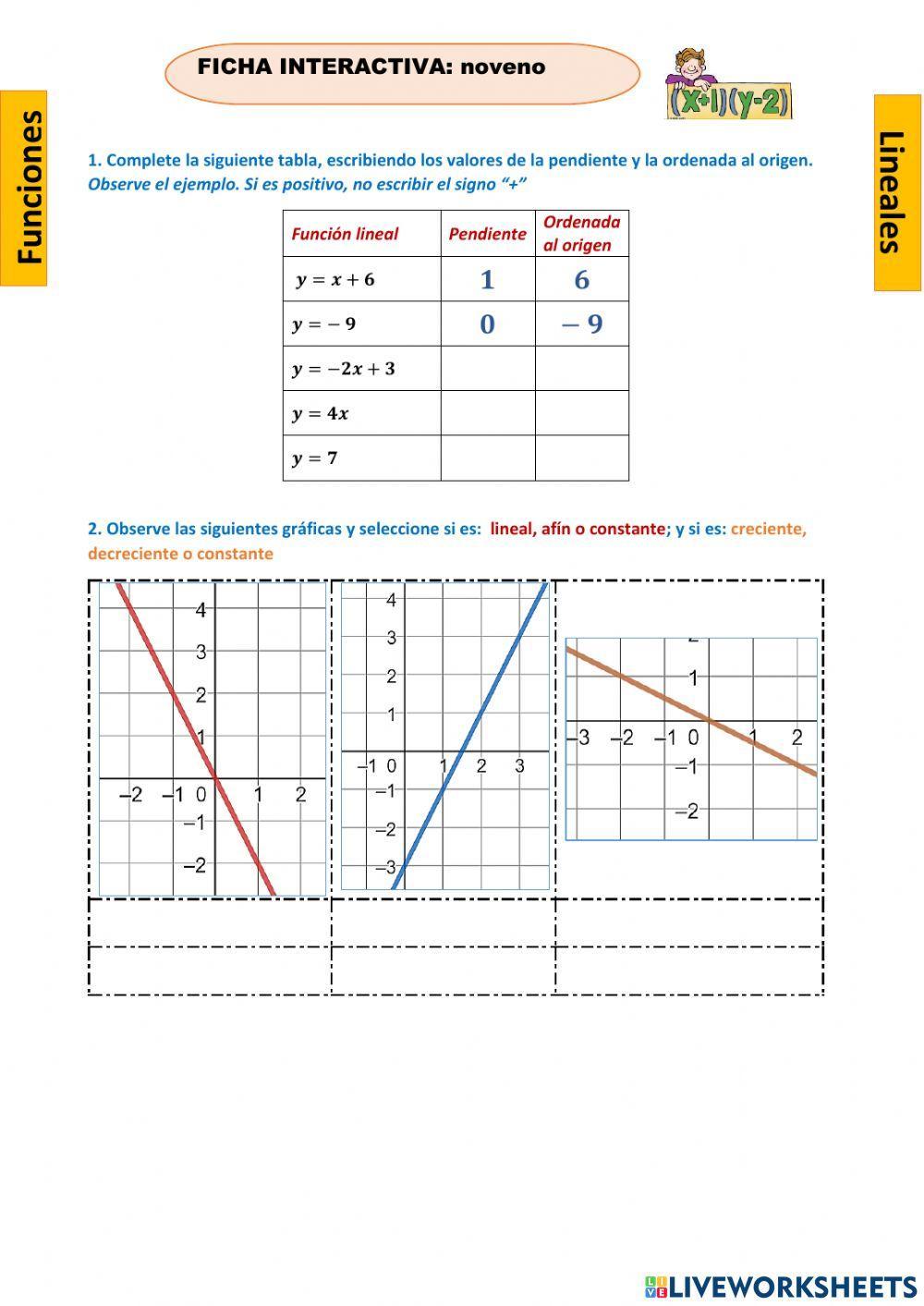 Trabajo de Matemática | Live Worksheets