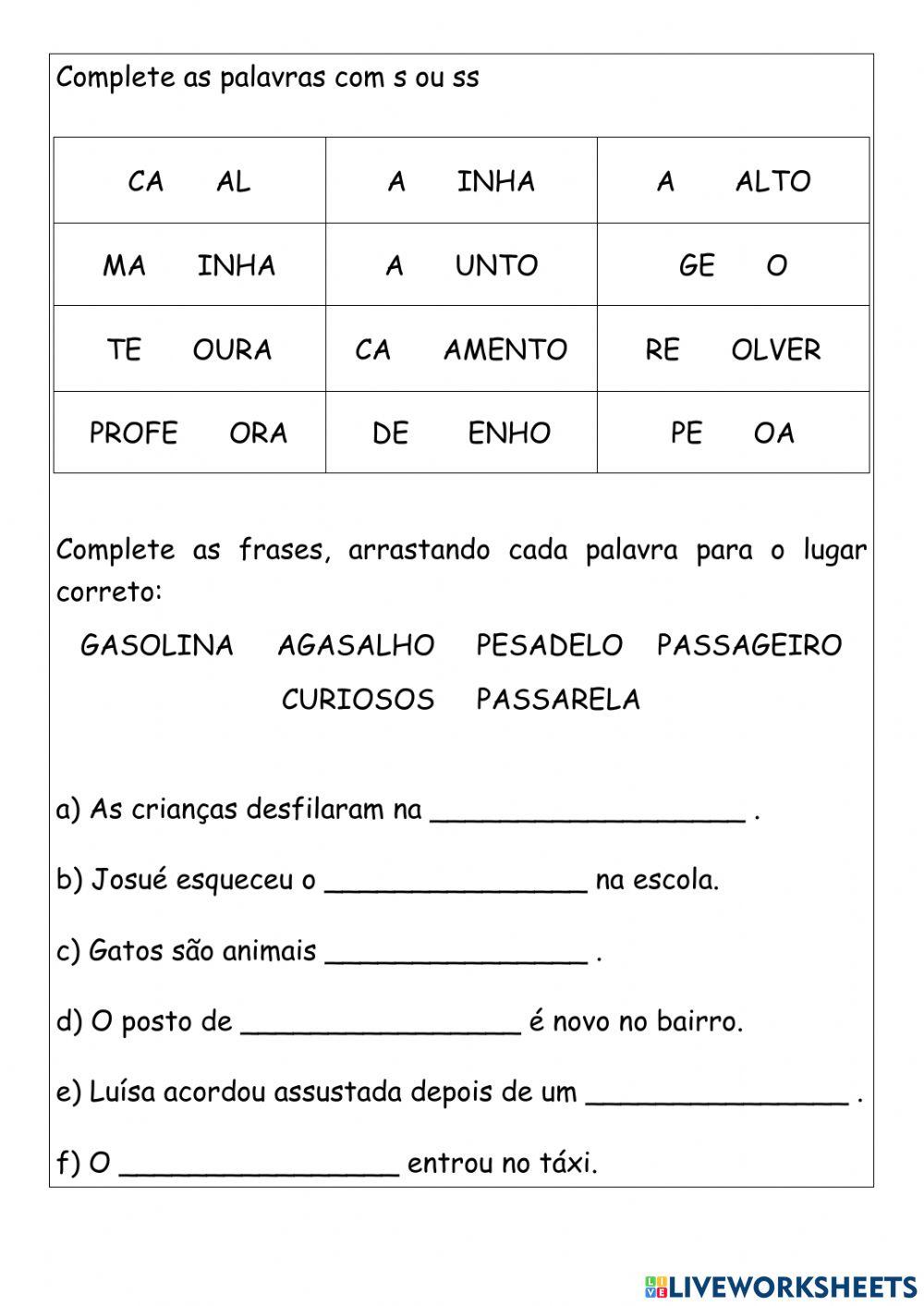 As meninas - ortografia s e ss As meninas - ortografia s e ss