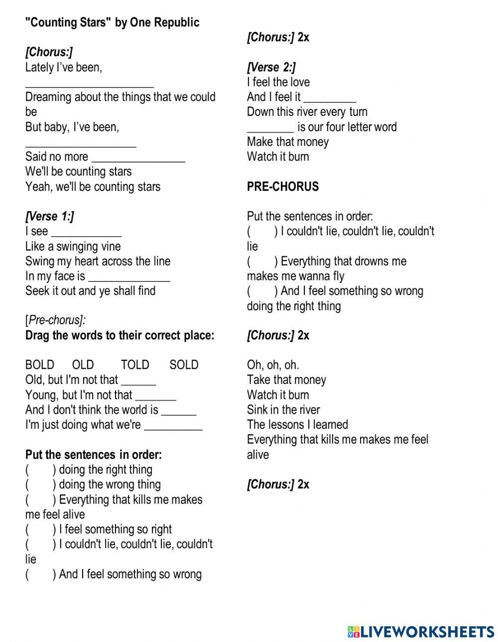 Counting Stars- One republic