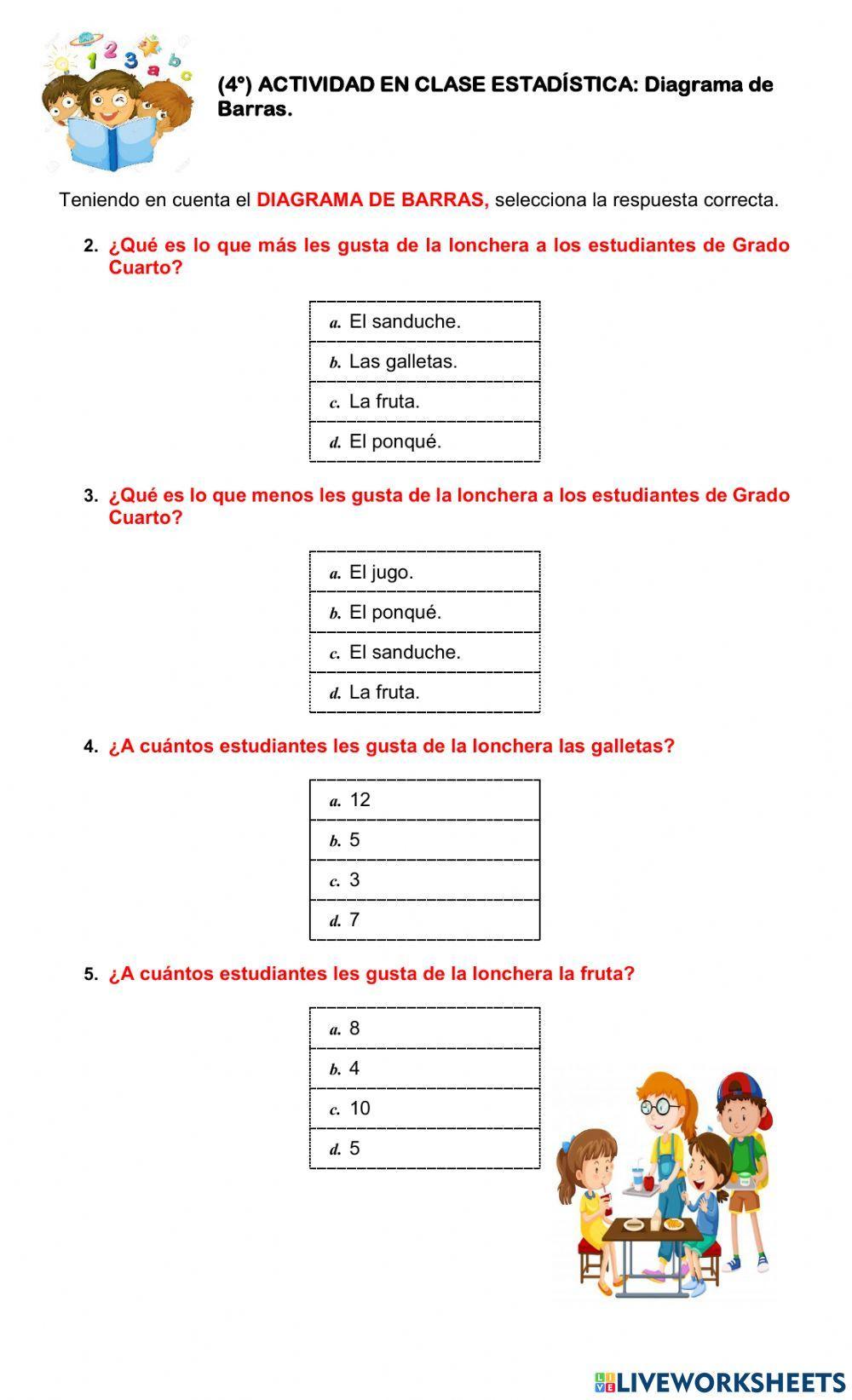 ESTADÍSTICA. Diagrama de Barras 4°.