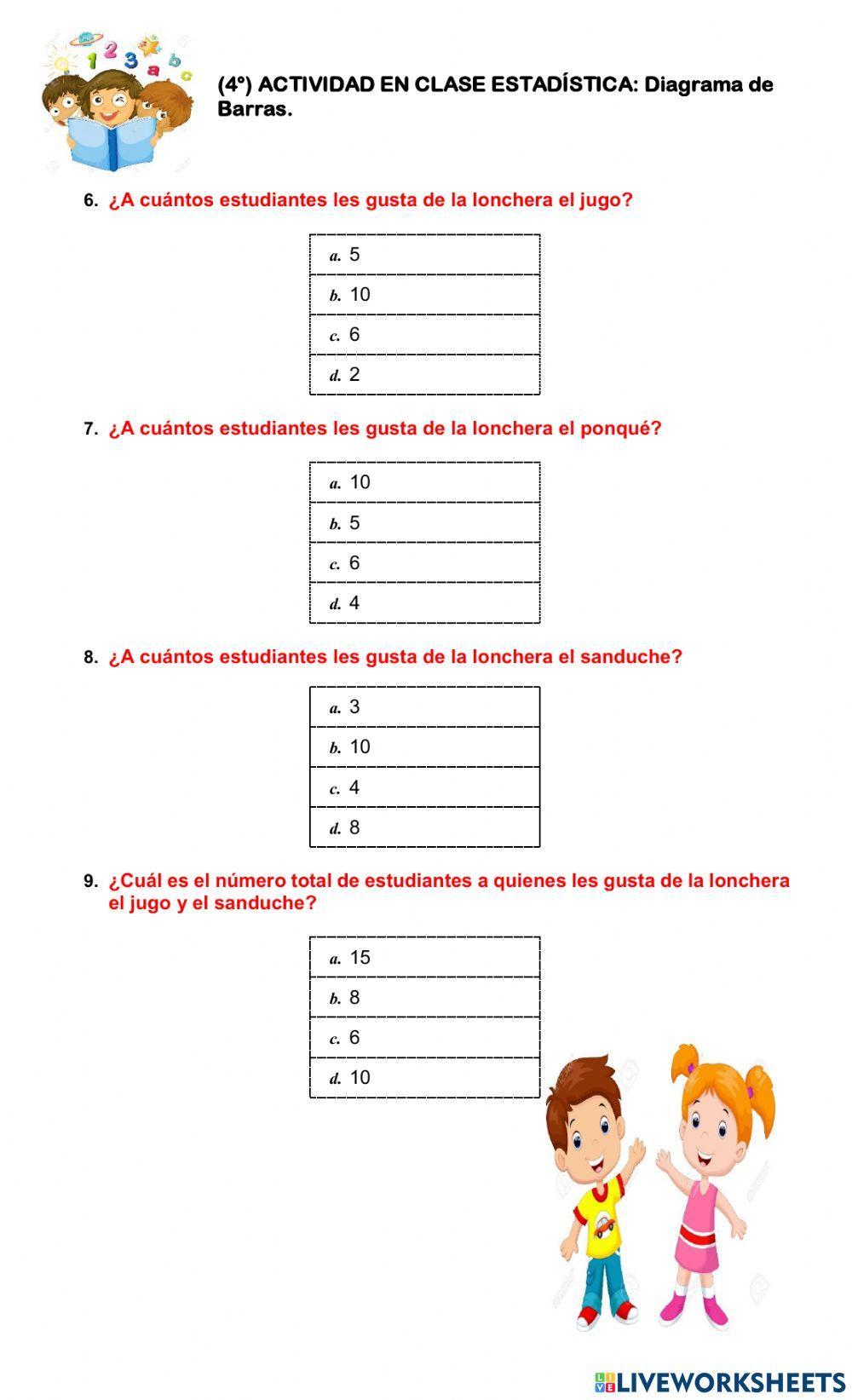 ESTADÍSTICA. Diagrama de Barras 4°.