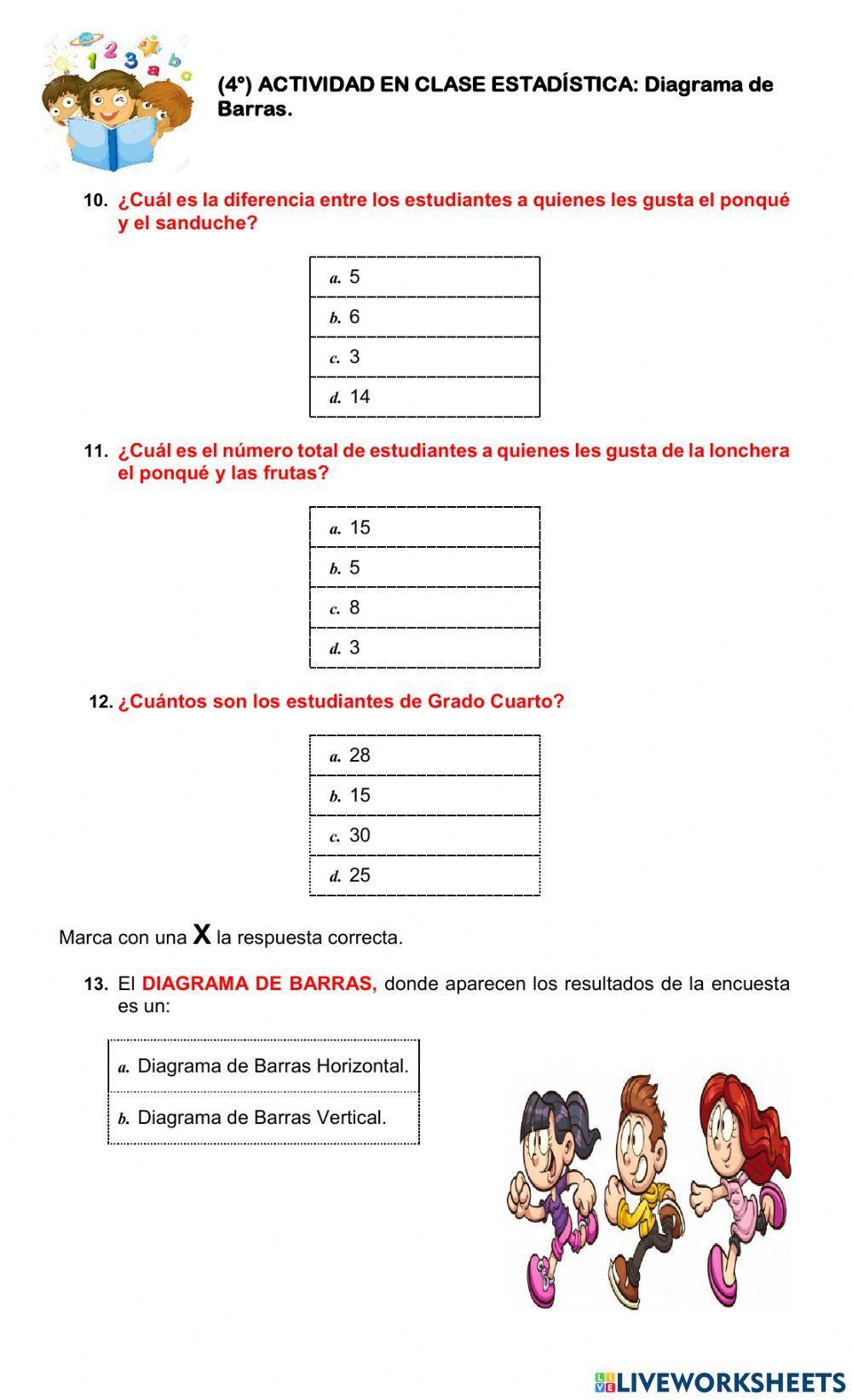 ESTADÍSTICA. Diagrama de Barras 4°. ESTADÍSTICA. Diagrama de Barras 4°.