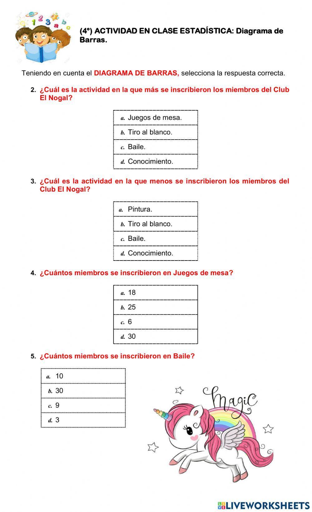 ESTADÍSTICA. Diagrama de Barras 4°. ESTADÍSTICA. Diagrama de Barras 4°.